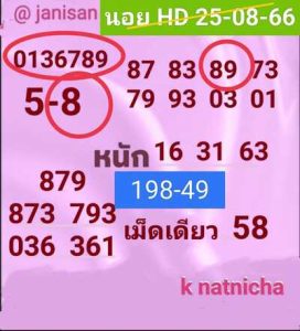 หวยฮานอยวันนี้ 25/8/66 ชุดที่8