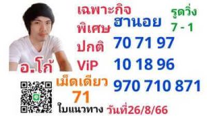 หวยฮานอยวันนี้ 26/8/66 ชุดที่6