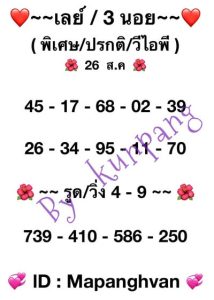 หวยฮานอยวันนี้ 26/8/66 ชุดที่9