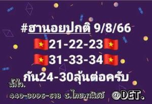 หวยฮานอยวันนี้ 9/8/66 ชุดที่1