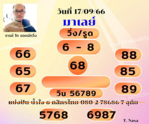 หวยมาเลย์วันนี้ 17/9/66 ชุดที่2