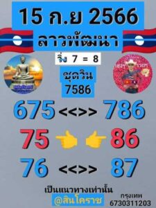 หวยลาววันนี้ 15/9/66 ชุดที่2