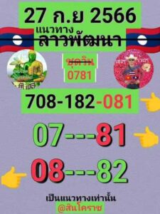 หวยลาววันนี้ 27/9/66 ชุดที่9