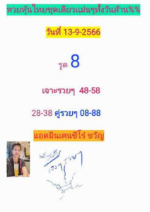 หวยหุ้นวันนี้ 13/9/66 ชุดที่8