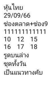 หวยหุ้นวันนี้ 29/9/66 ชุดที่2