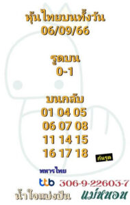 หวยหุ้นวันนี้ 6/9/66 ชุดที่1