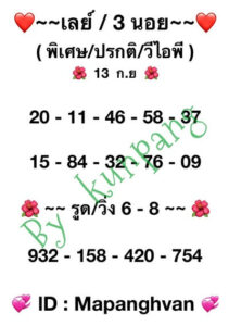 หวยฮานอยวันนี้ 13/9/66 ชุดที่7