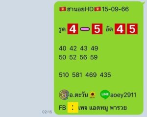 หวยฮานอยวันนี้ 15/9/66 ชุดที่1