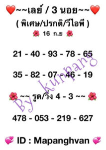 หวยฮานอยวันนี้ 16/9/66 ชุดที่5