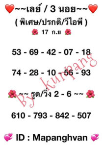 หวยฮานอยวันนี้ 17/9/66 ชุดที่3