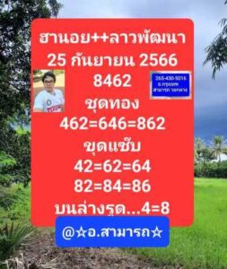 หวยฮานอยวันนี้ 25/9/66 ชุดที่1