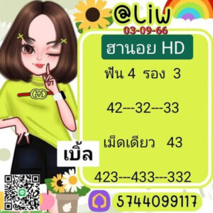 หวยฮานอยวันนี้ 3/9/66 ชุดที่1