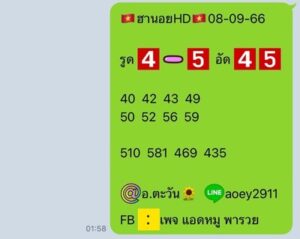 หวยฮานอยวันนี้ 8/9/66 ชุดที่4