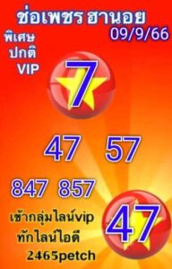 หวยฮานอยวันนี้ 9/9/66 ชุดที่1