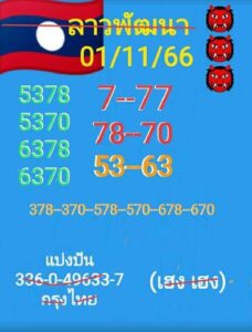 หวยลาววันนี้ 1/11/66 ชุดที่3