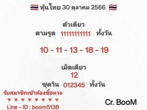 หวยหุ้นวันนี 30/10/66 ชุดที่6