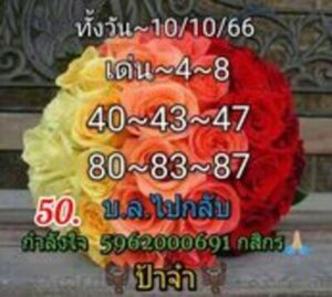 หวยหุ้นวันนี้ 10/10/66 ชุดที่1