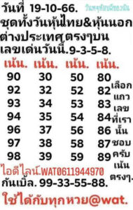 หวยหุ้นวันนี้ 19/10/66 ชุดที่2