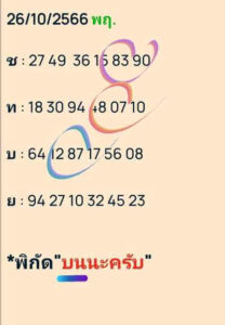 หวยหุ้นวันนี้ 27/10/66 ชุดที่2