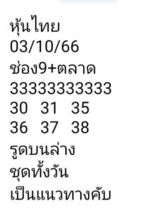 หวยหุ้นวันนี้ 3/10/66 ชุดที่3