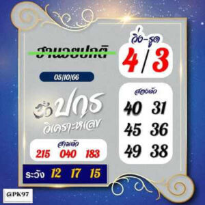 หวยฮานอยวันนี้ 5/10/66 ชุดที่9