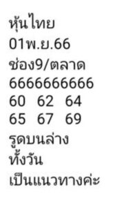 หวยหุ้นวันนี้ 1/11/66 ชุดที่2