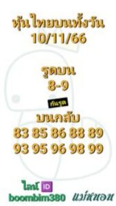 หวยหุ้นวันนี้ 10/11/66 ชุดที่10