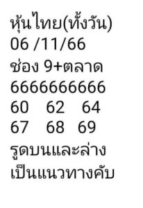 หวยหุ้นวันนี้ 6/11/66 ชุดที่4