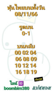 หวยหุ้นวันนี้ 8/11/66 ชุดที่3