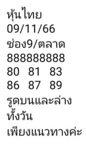 หวยหุ้นวันนี้ 9/11/66 ชุดที่2