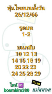 หวยหุ้นวันนี้ 26/12/66 ชุดที่1