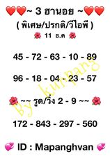 หวยฮานอยวันนี้ 11/12/66 ชุดที่3