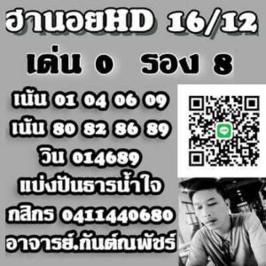 หวยฮานอยวันนี้ 16/12/66 ชุดที่6