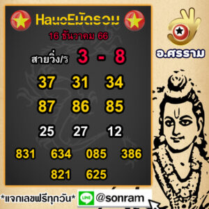 หวยฮานอยวันนี้ 16/12/66 ชุดที่9