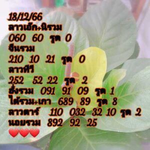 หวยฮานอยวันนี้ 18/12/66 ชุดที่8