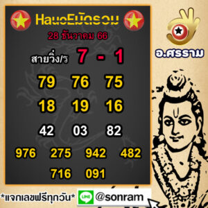 หวยฮานอยวันนี้ 28/12/66 ชุดที่9