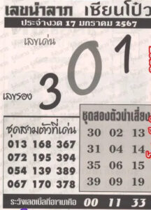 หวยเซียนโป๋ว  17/1/67