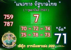 เลขเด็ดเจ๊นุ๊ก 1/2/67