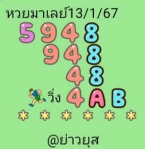 หวยมาเลย์วันนี้ 13/1/67 ชุดที่3