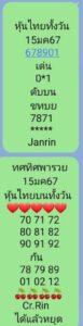 หวยหุ้นวันนี้ 15/1/67 ชุดที่3