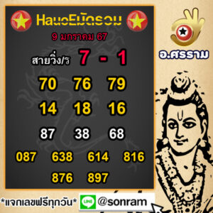 หวยฮานอยวันนี้ 9/1/67 ชุดที่6