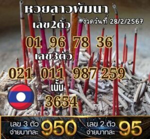 หวยลาววันนี้ 28/2/67 ชุดที่5