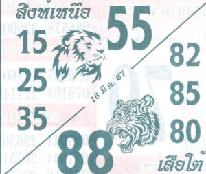 หวยสิงห์เหนือ เสือใต้ 16/3/67